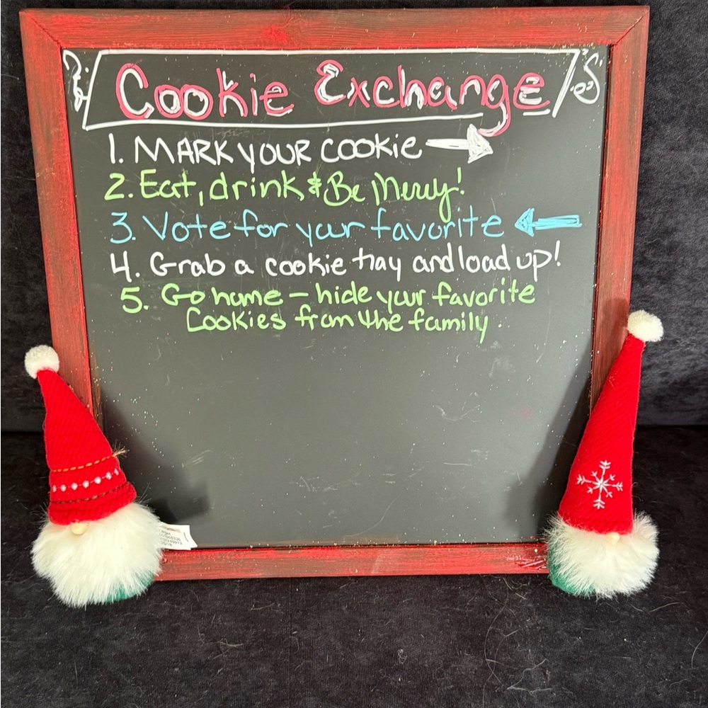 Homemade Cookie Exchange Sign with Gnomes